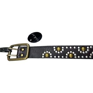 LuLu Black Silver & Gold Studded Belt Black Western Cowgirl Biker Size XL